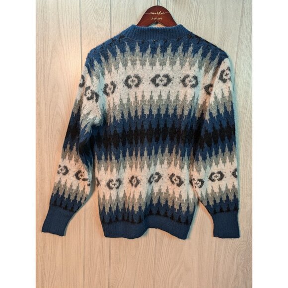 Vtg Orlon Sweater Campus Womens Medium M Blue Fair Isle Nordic Sweater - Picture 2 of 6